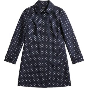 Talbots Jacket Trench Coat Navy Blue Polka Dot Button Pockets - 6 Petite